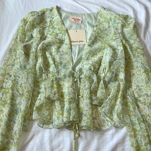 Green Floral Blouse